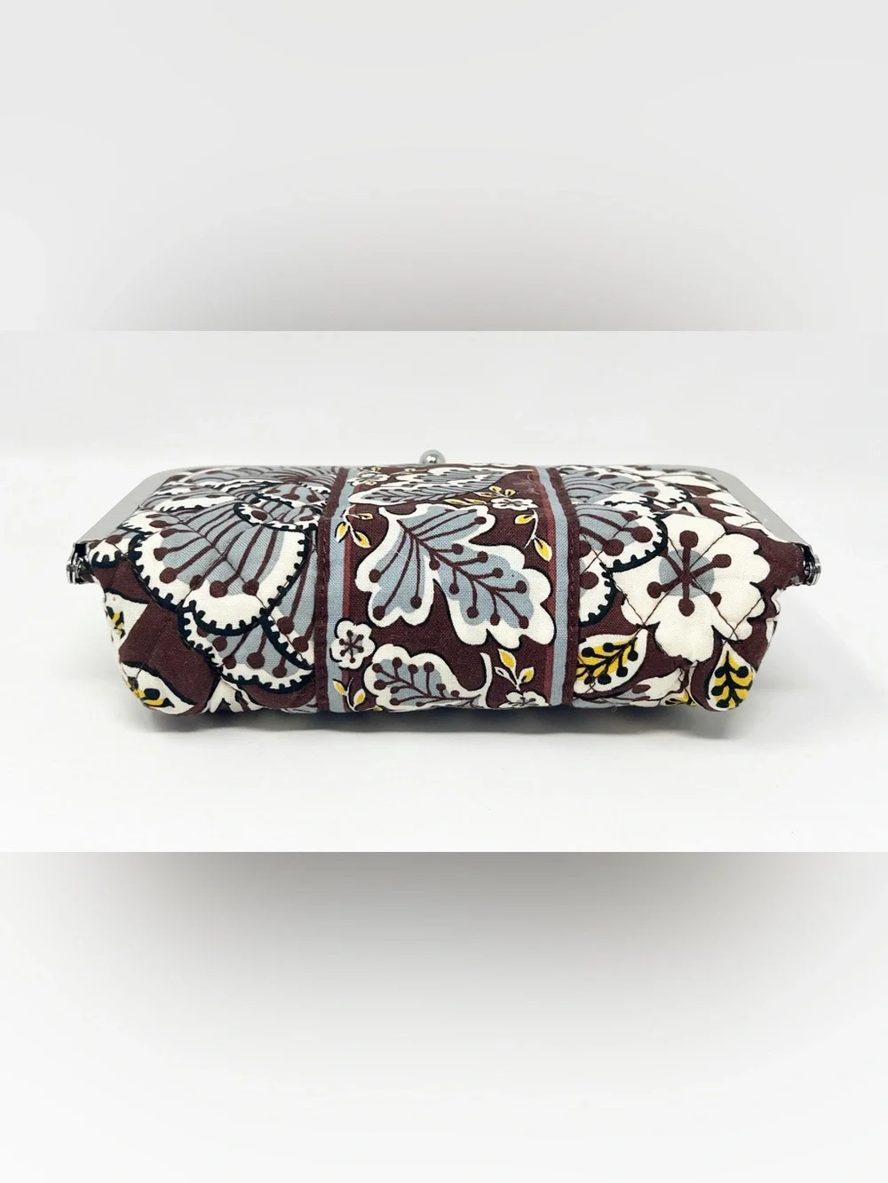 Vera Bradley State Blooms Floral Brown Kiss Lock Clutch/Makeup Bag